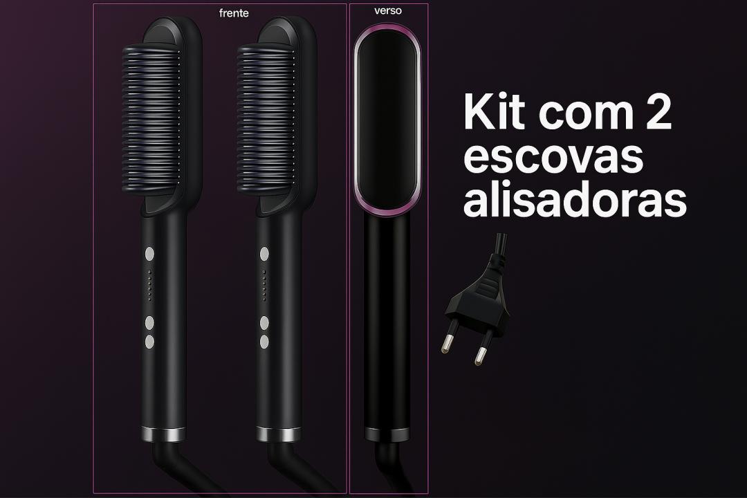 Kit 2 Escovas Alisadoras 3 em 1