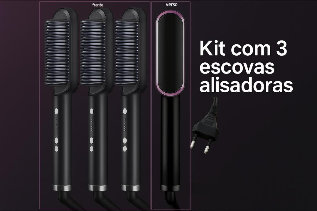Kit 3 Escovas Alisadoras 3 em 1